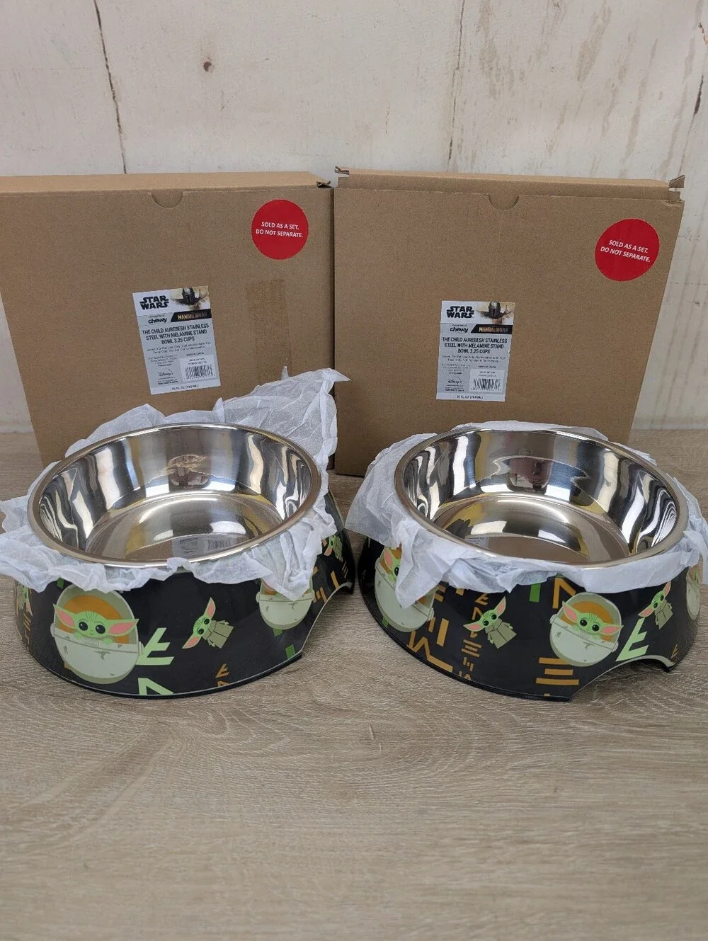 Set Of Two Star Wars The Mandalorian THE CHILD Stainless Steel Bowls Brand New